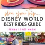 Disney World Rides and Attractions Guide collage with text overlay and logo from Jenna Loves Magic