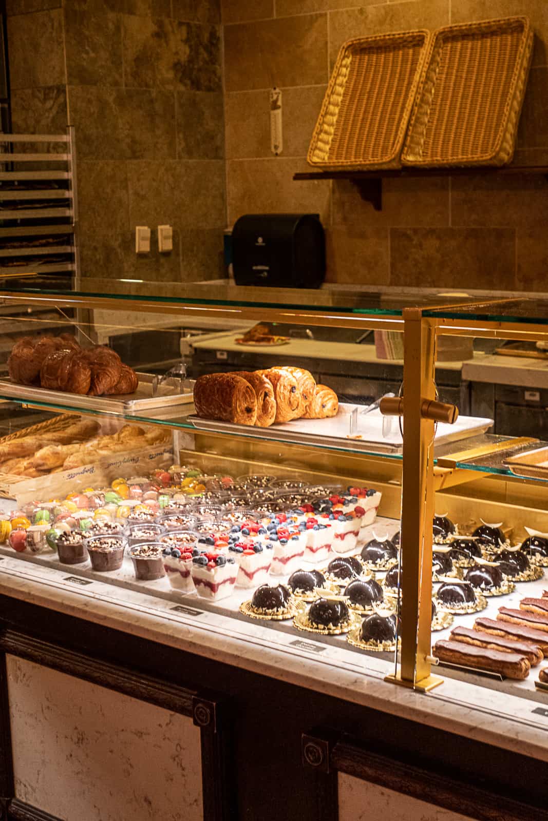 Pastry case at Les Halles Quick Service Breakfast in Epcot France