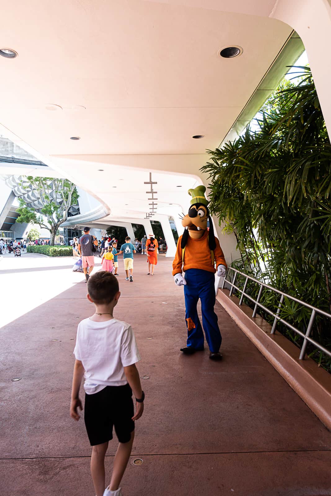 Arriving at attraction where Goofy meet and greet is located at Disney World