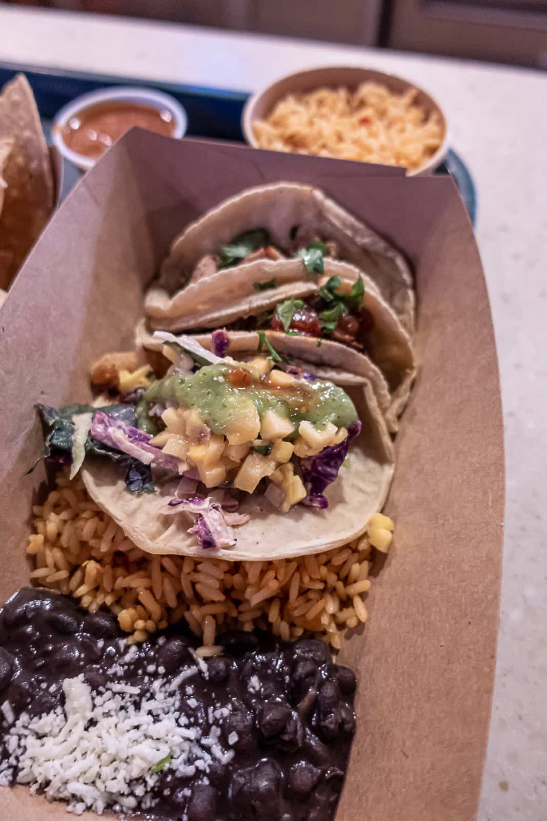 Taco Trio from the menu at Cantina De San Angel in Epcot