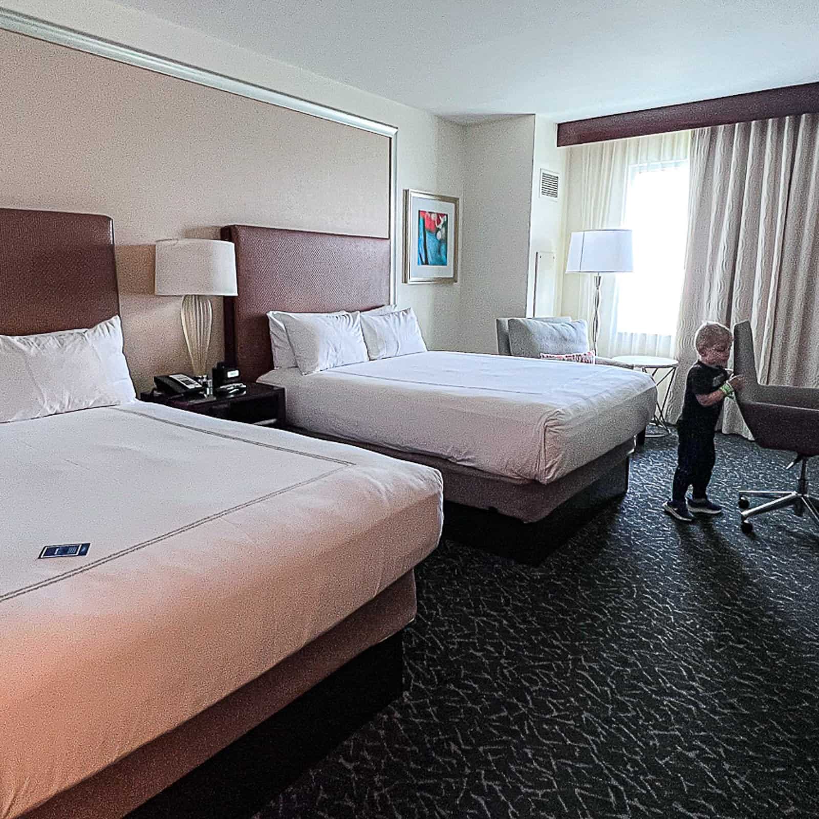 2 Queen Beds Hotel Room at Destination Parkway Hilton Orlando Near Universal Studios and Walt Disney World 