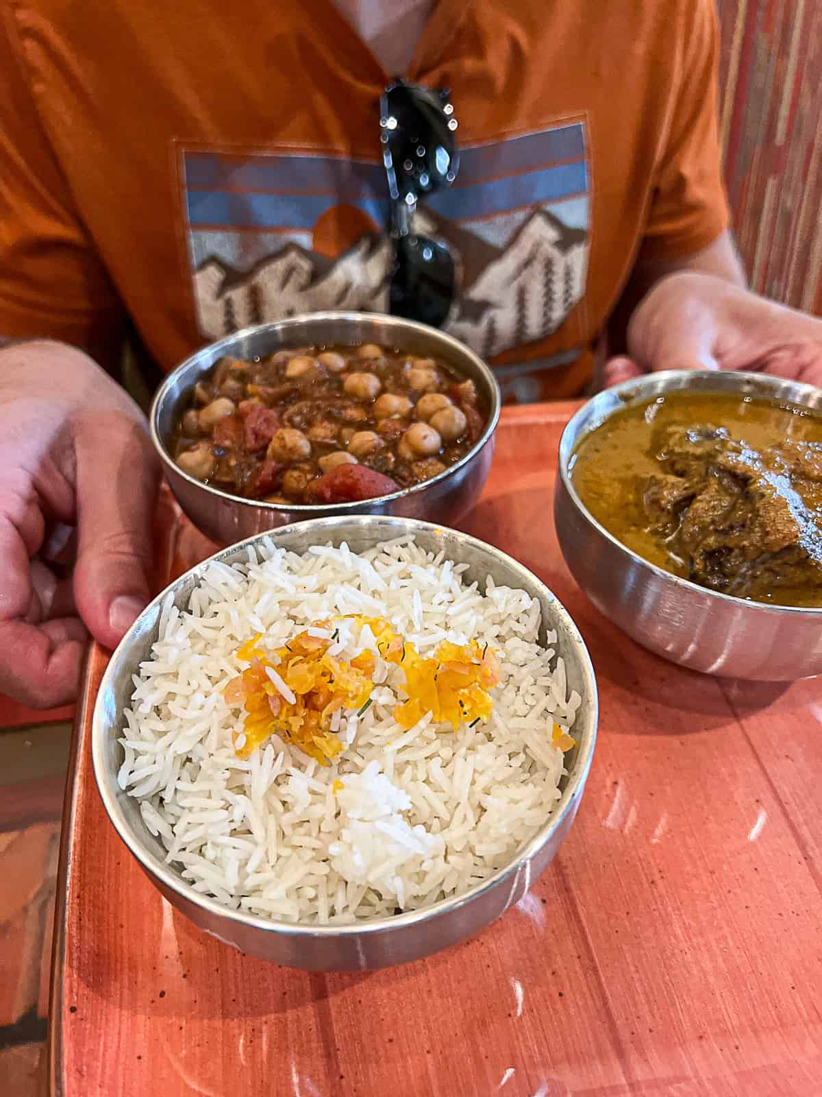 Basmati rice on Potjie platter with slow cooked beef at Sanaa Restaurant at Animal Kingdom Lodge Resort at Walt Disney World