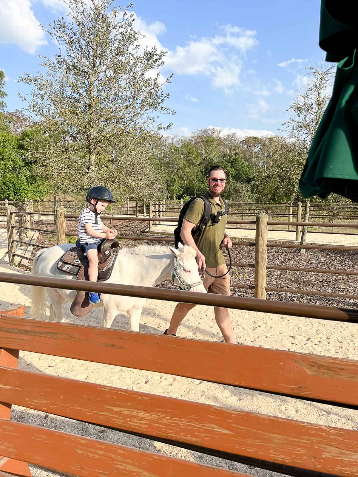 Demonstrating Horseback Riding as one of the Things To Do at Walt Disney World Fort Wilderness Lodge without a park ticket