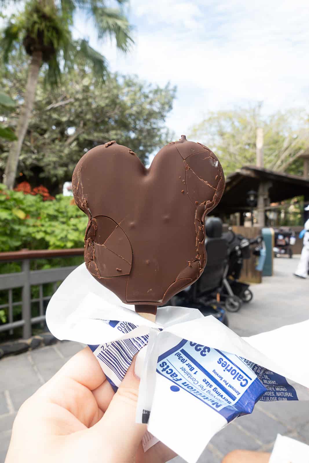 Disney Food Blogger holding Mickey Shaped Ice Cream Treat