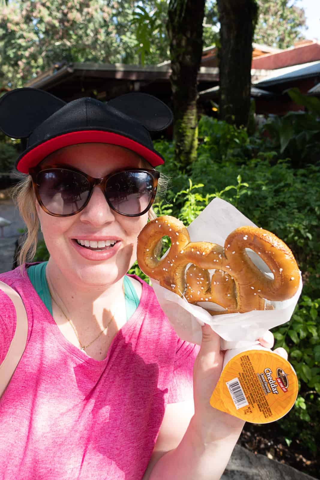 Disney World Food Blogger eating Mickey shaped food at Disney World