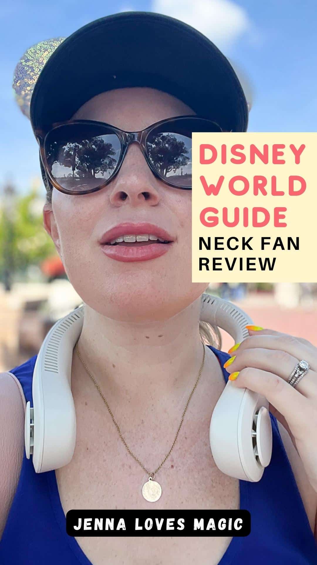 Disney World Neck fan review Amazon product for Disney Travel with Jenna Passaro and Jenna Loves Magic logo