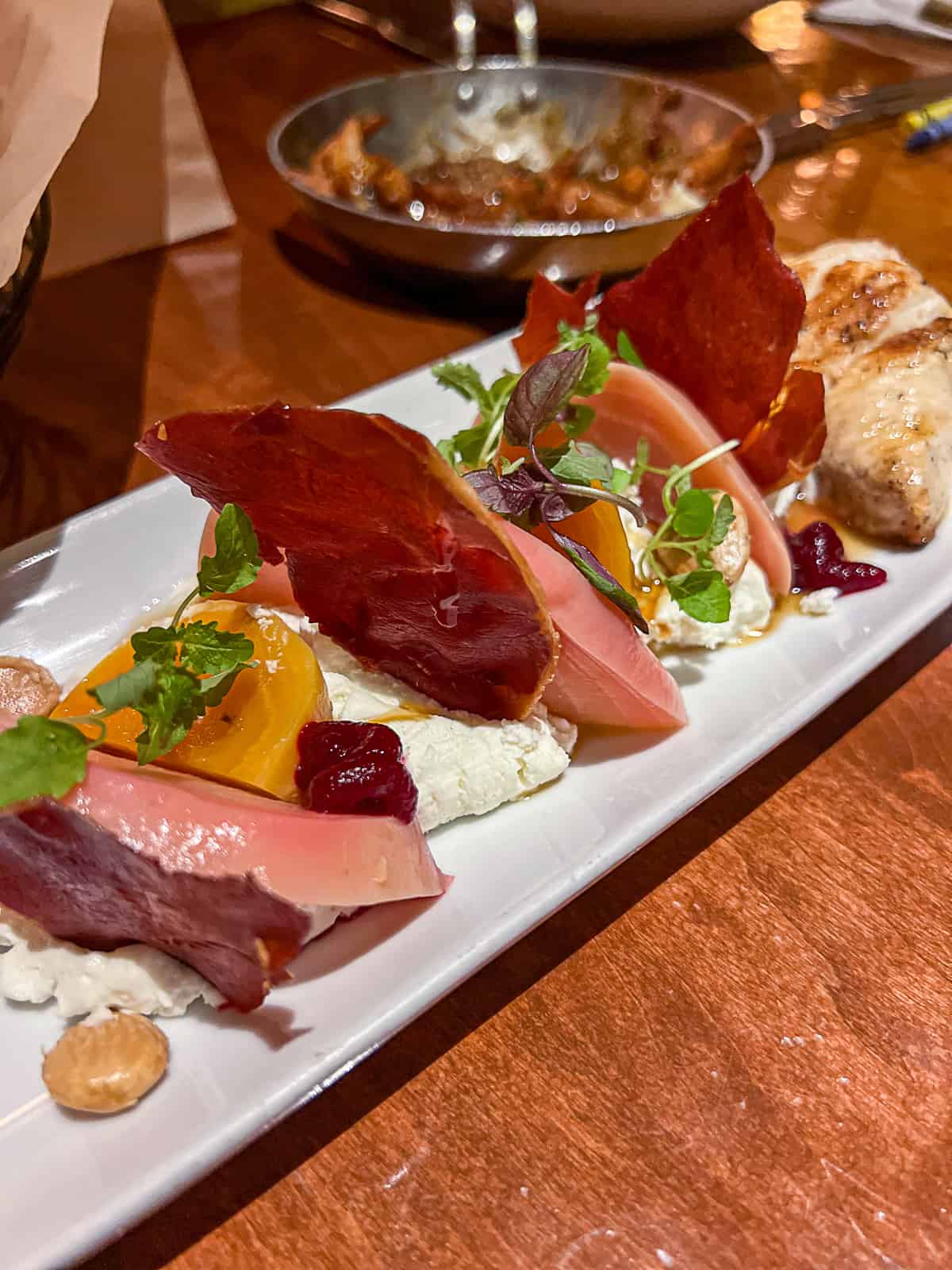 Heirloom Beets and Goat Cheese Salad at Le Cellier Restaurant in Canada Pavilion at Disney World Epcot Park