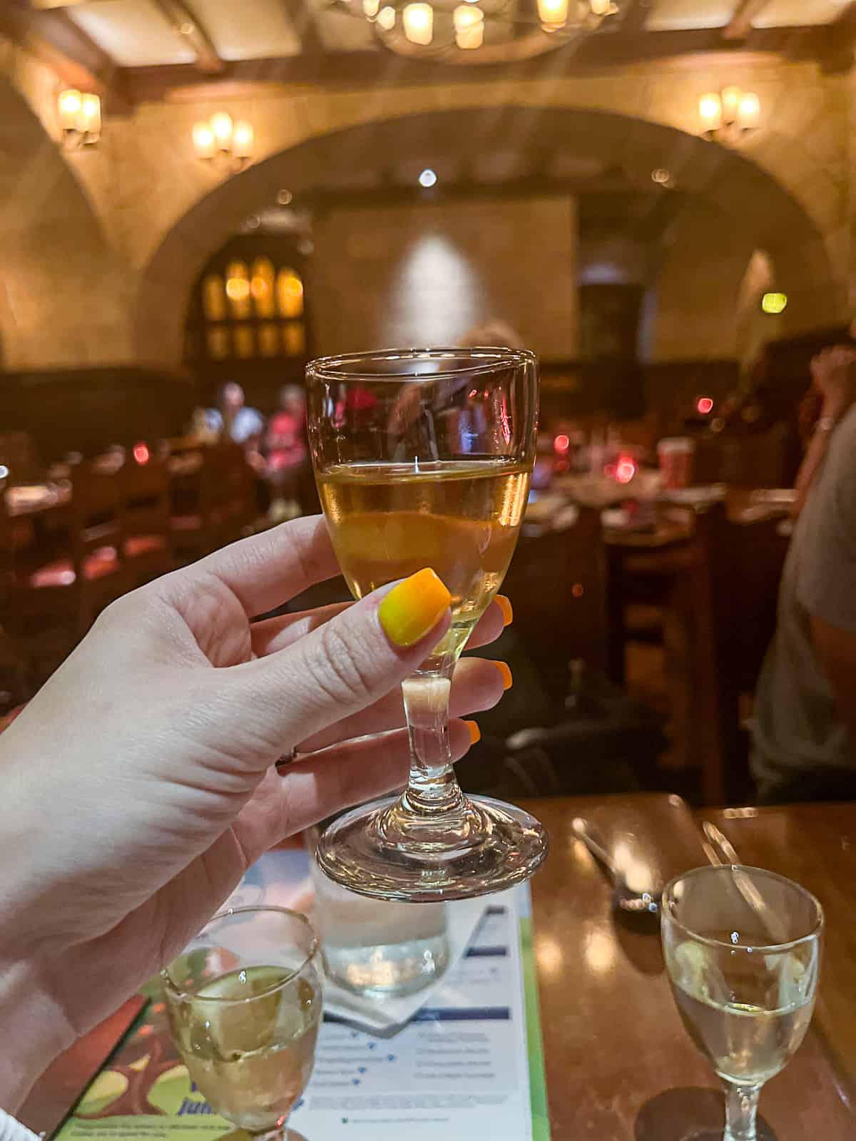 Holding Ice Wine from Disney World foodie restaurant Le Cellier in Canada Pavilion