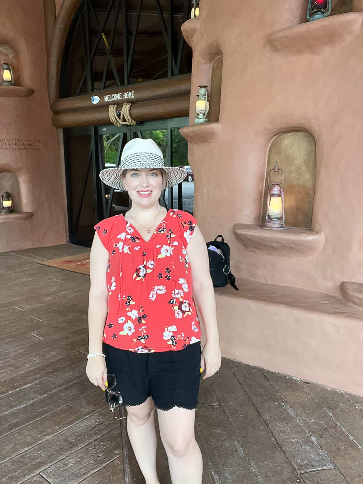 Jenna Passaro Disney World Blogger standing outside Animal Kingdom Lodge Resort