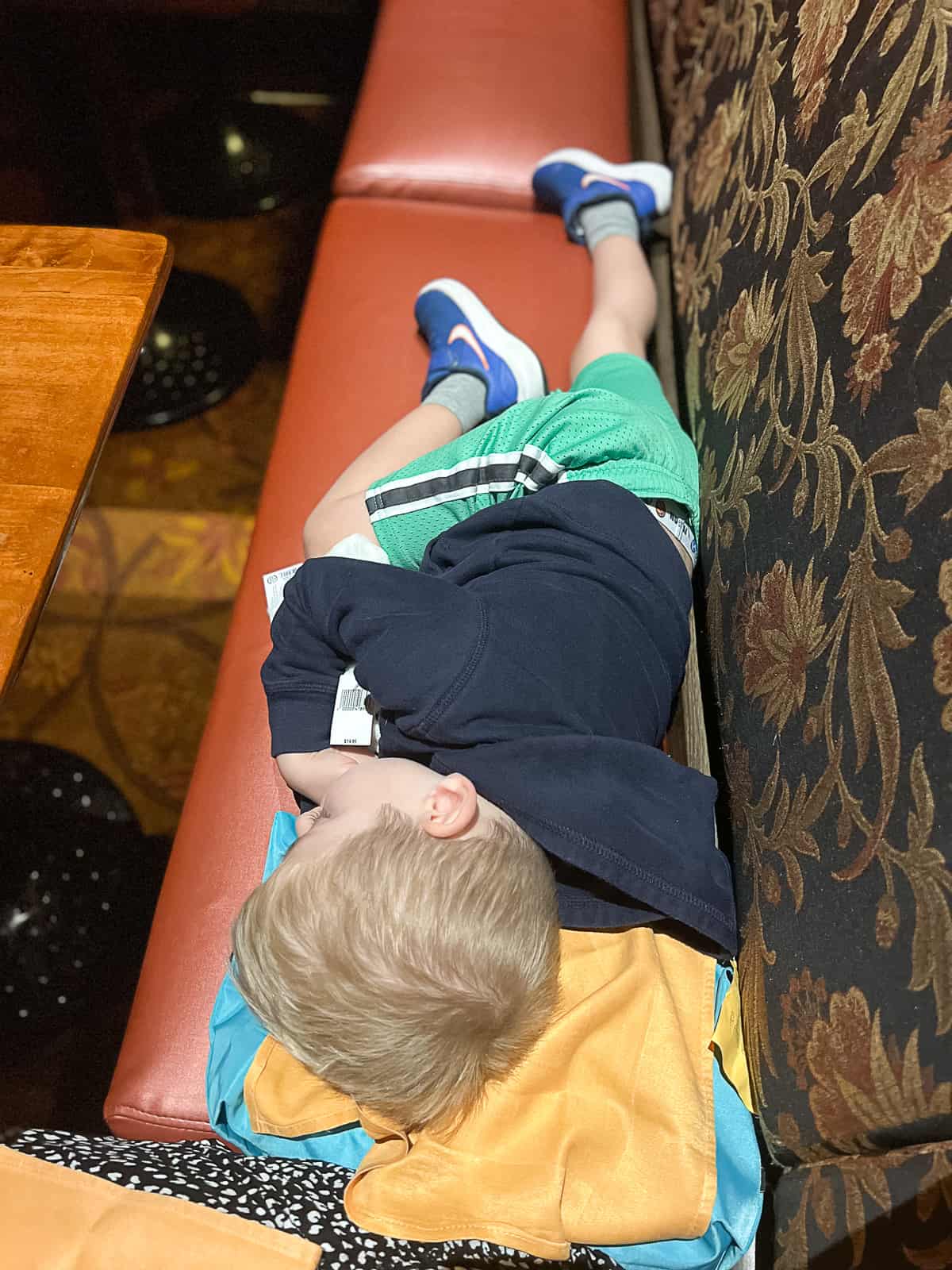 Kid Napping Inside Le Cellier Restaurant in Canada Pavilion Epcot