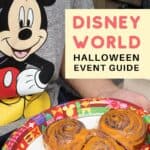 Mickey’s Not-So-Scary Halloween Party Guide text overlay with DIsney World food