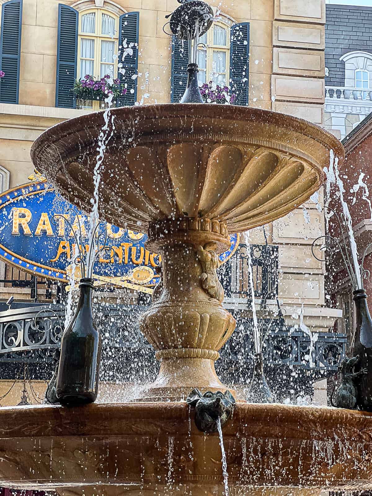 Remys water fountain in France Pavilion in Epcot Park