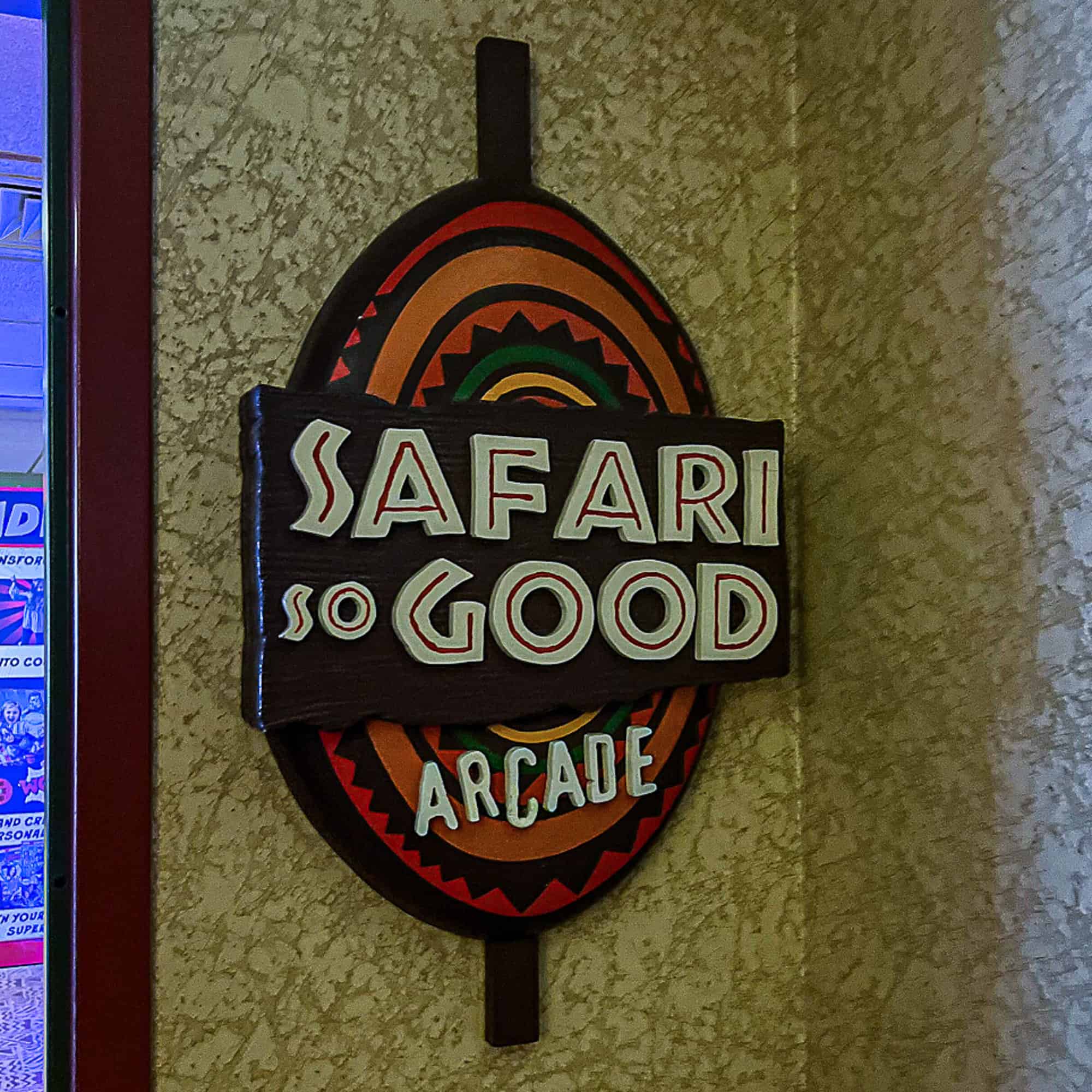 Safari So Good Arcade Sign Inside Kidani Village at Animal Kingdom Lodge Resort at Walt Disney World Jenna Loves Magic