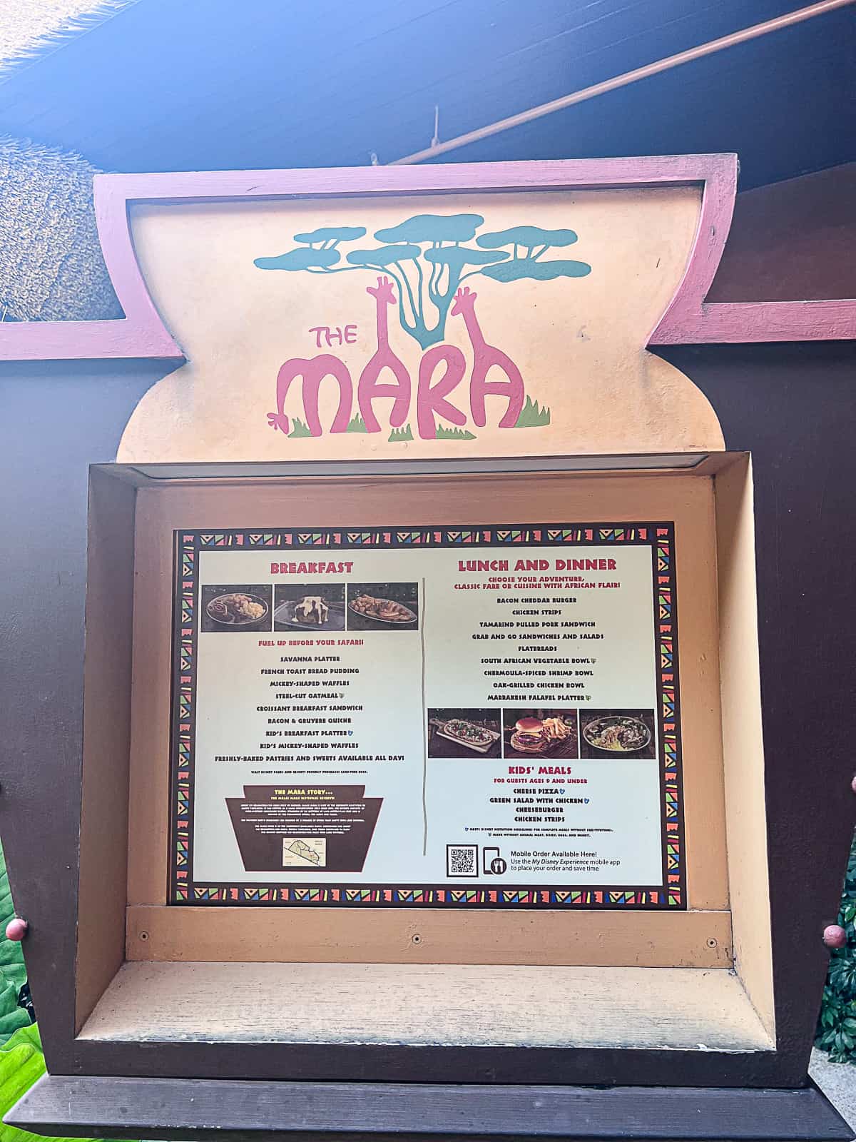 The Mara Restaurant Menu at Jambo House in Animal Kingdom Lodge at Walt Disney World