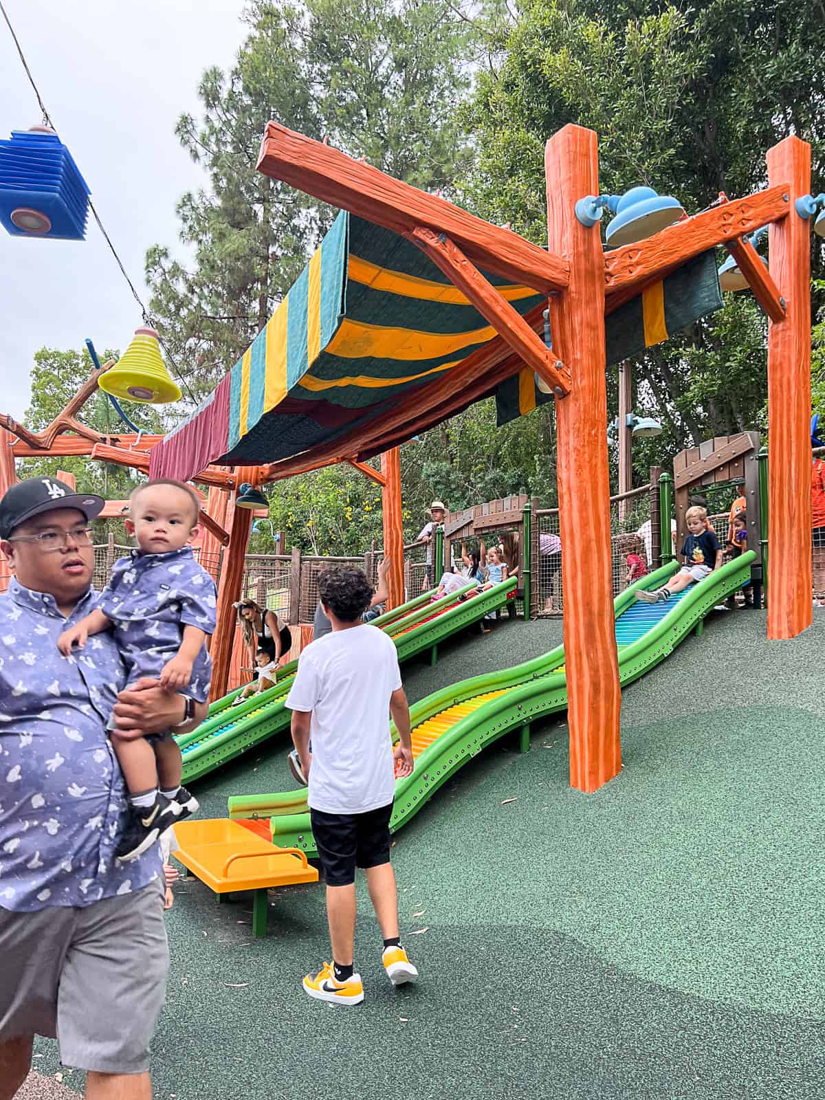 Disneyland playground slides at Mickey's Toontown with kids