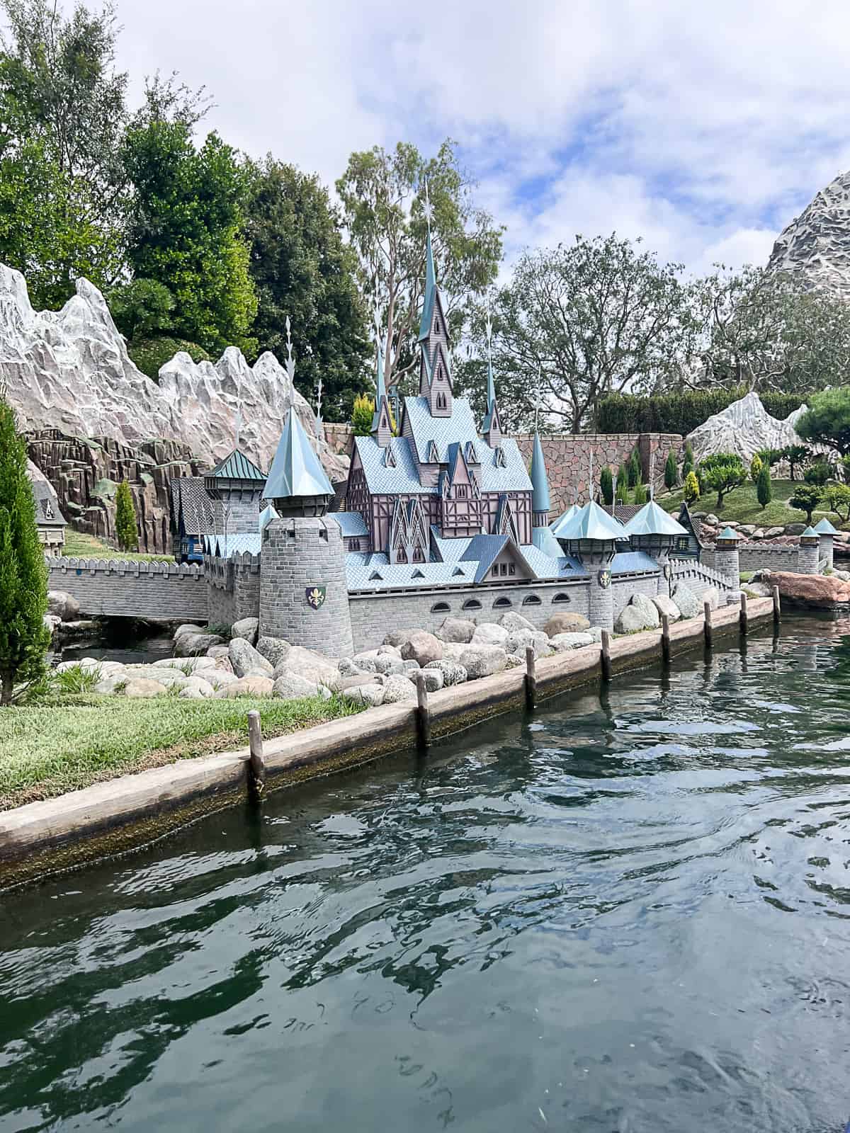 Frozen Castle mini replica on the Storybook Land boat ride